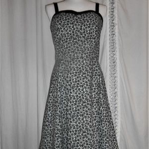 Dress Barn Blue & Brown Floral Swing Sun Dress 10